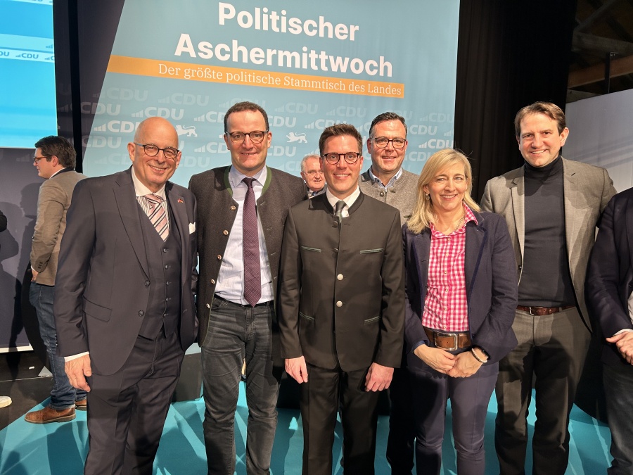Politischer Aschermittwoch (v.l.): Widrig (GF MIT-CH), Jens Spahn (stv. Vorsitzender CDU/CSU)